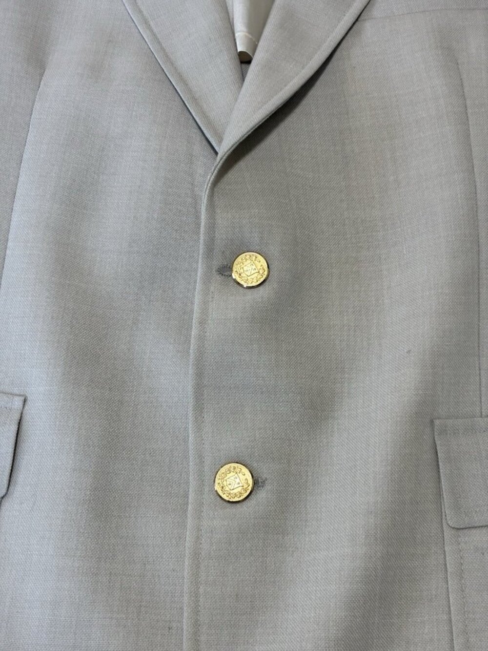Vtg 70s 80s Botany 500 Mens Wool Blazer Sport Coat Gray Gold Crest Buttons 42R